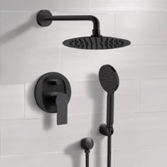 Matte Black Rain Shower System with Handheld, Rain Shower Head, Shower Faucet Set